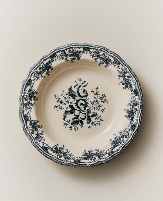 FLORAL EARTHENWARE SOUP PLATE
