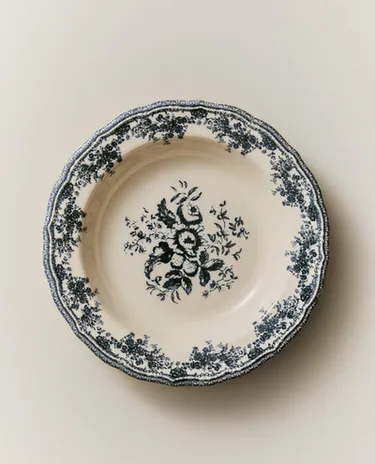 FLORAL EARTHENWARE SOUP PLATE