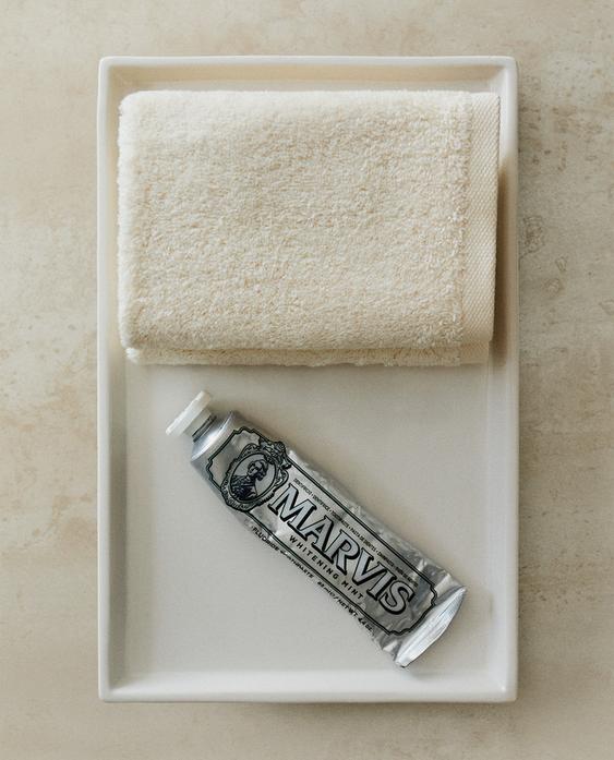 WHITE EARTHENWARE BATHROOM TRAY