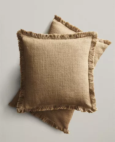 STRIPED CUSHION COVER WITH FRINGING