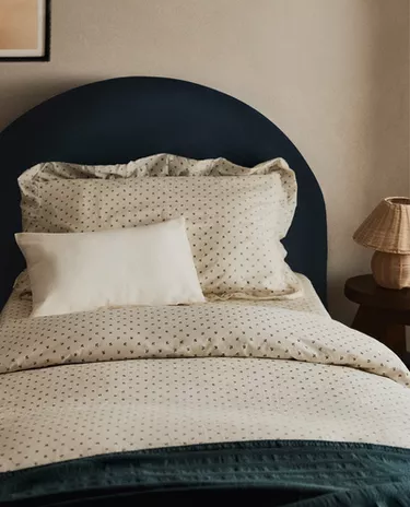 KIDS' RUFFLED FLORAL PRINT DUVET COVER