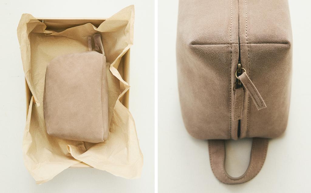 MEDIUM SPLIT LEATHER WASH BAG MEDIUM SPLIT LEATHER WASH BAG