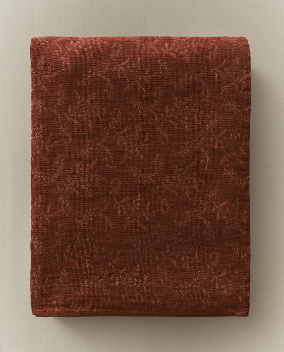 花朵平纹细布浴室毛巾