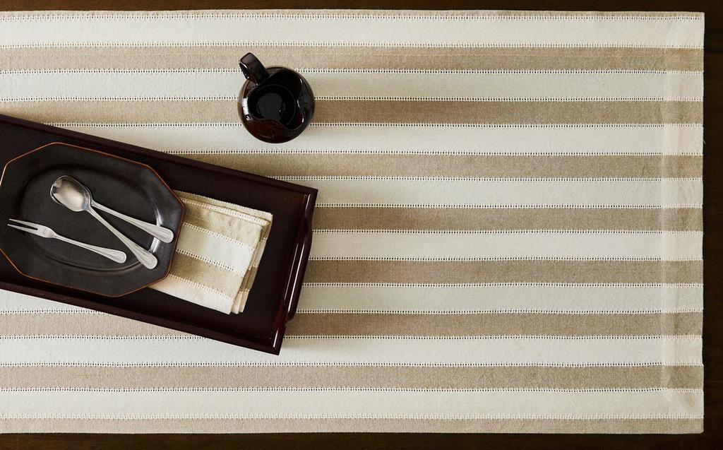 STRIPED TABLE RUNNER WITH LACE TRIM STRIPED TABLE RUNNER WITH LACE TRIM