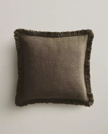 STRIPED CUSHION COVER WITH FRINGING
