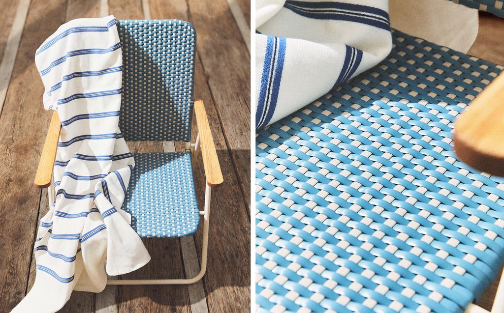 BEACH CHAIR WITH WOODEN ARMRESTS