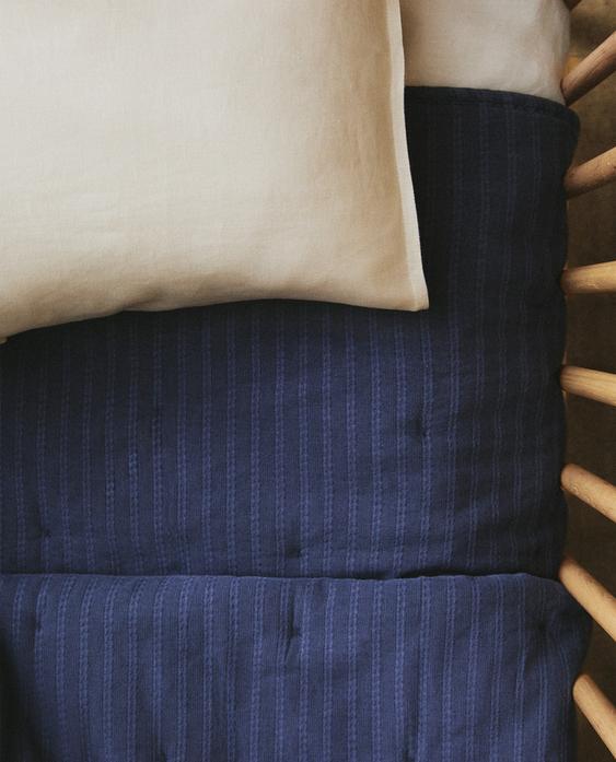 KIDS' STRIPED JACQUARD QUILTED BEDSPREAD