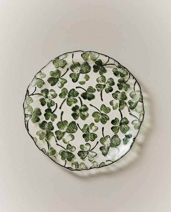 三叶草玻璃甜点盘