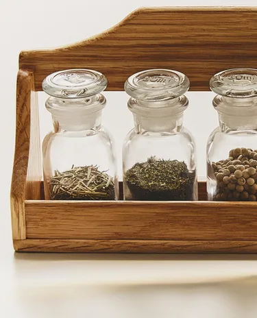 木质玻璃罐调料架