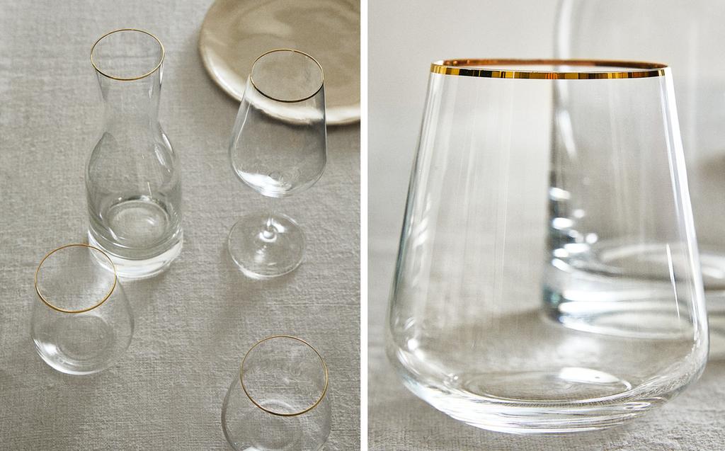 BOHEMIAN GLASSWARE WITH GOLD RIM
