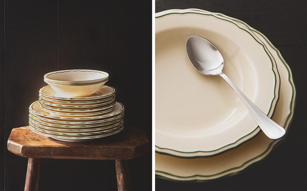 EARTHENWARE DINNER SET WITH CONTRAST RIM EARTHENWARE DINNER SET WITH CONTRAST RIM