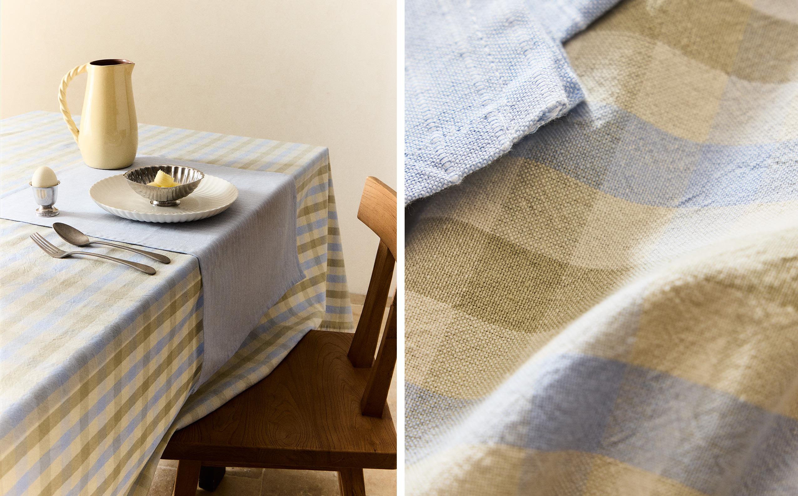 DYED THREAD CHECK TABLECLOTH
