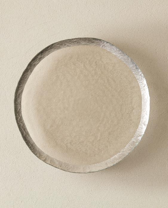 GLASS SERVICE PLATE WITH RIM