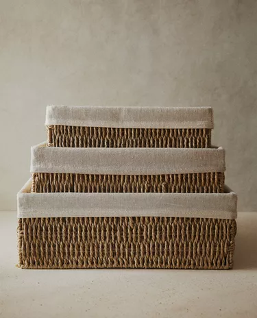 RECTANGULAR BASKET WITH COTTON LINING RECTANGULAR BASKET WITH COTTON LINING