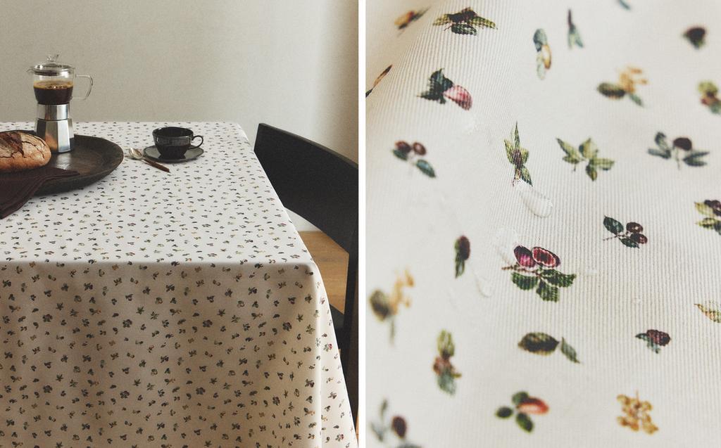 RESIN-COATED COTTON TABLECLOTH WITH FRUIT PRINT