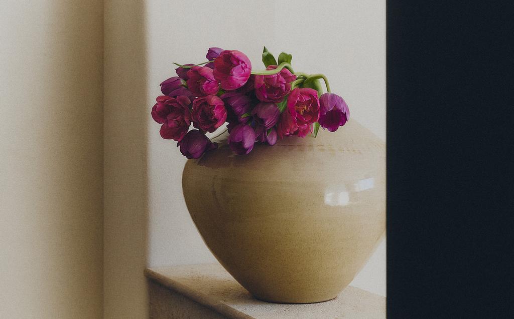 ENAMELLED STONEWARE VASE