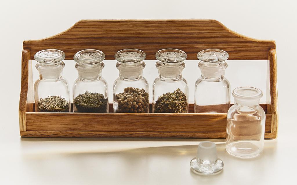木质玻璃罐调料架
