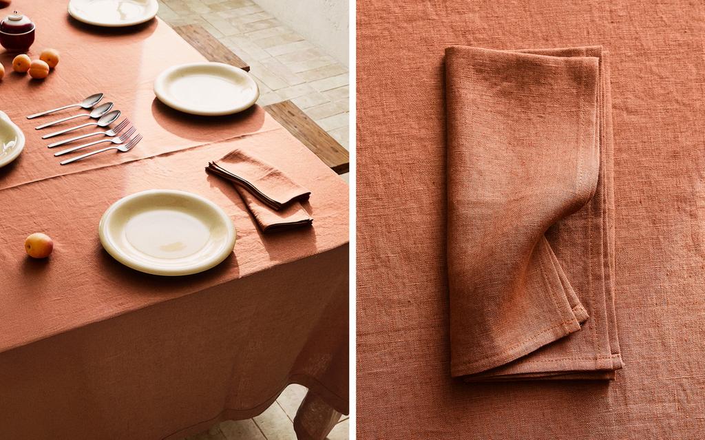 COLOURED WASHED LINEN TABLECLOTH