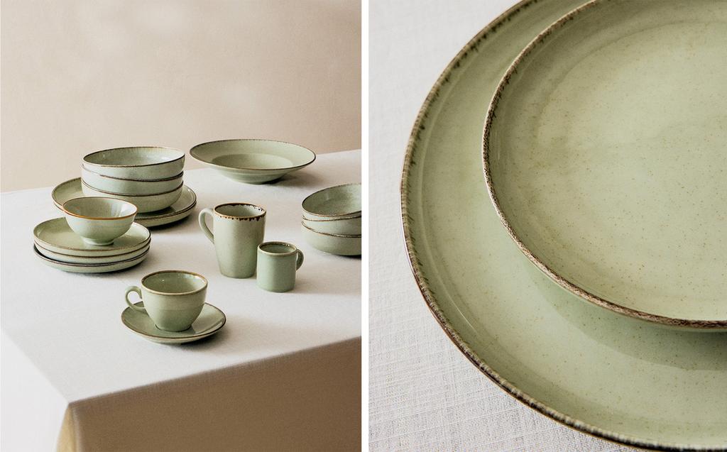 PORCELAIN DINNER SET WITH ANTIQUE FINISH RIM